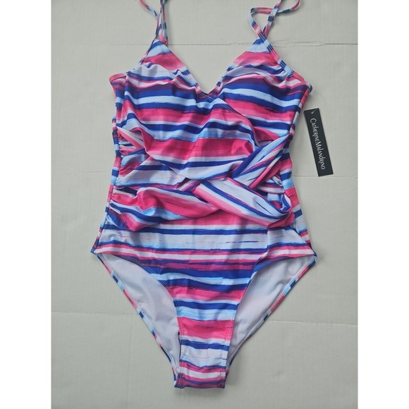 NWT Catherine Malandrino Over The Shoulder 1 PC W/Criss Cross Shirring SZ Large - Picture 2 of 12